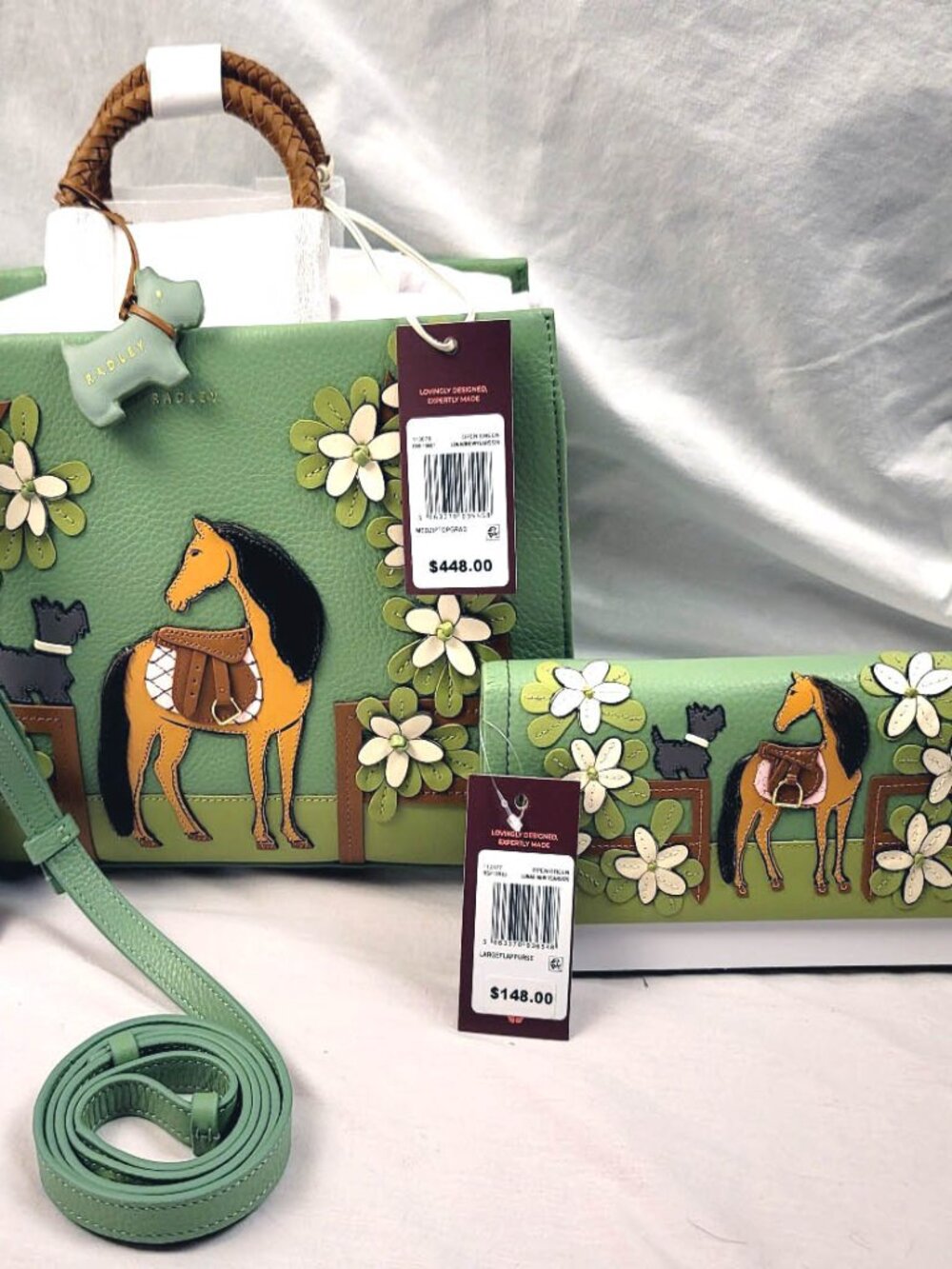 2 pc. NWT RADLEY LONDON LUNAR YEAR OF HORSE 3D LIMITED ED. PURSE/BAG-WALLET SET